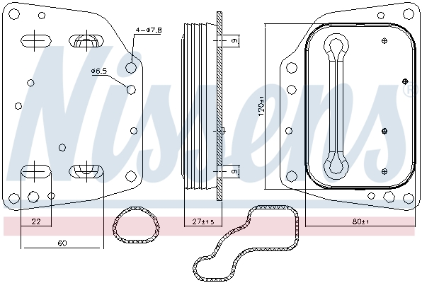 NISSENS Oliekøler, motorolie 90882 for FIAT PEUGEOT CITROËN