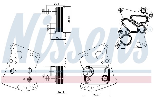NISSENS Oliekøler, motorolie 90943 for FORCE MERCEDES-BENZ