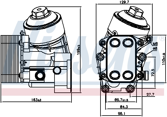 NISSENS Oliekøler, motorolie 91154 for VW
