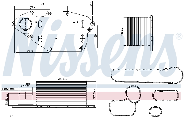 NISSENS Oliekøler, motorolie 91303 for OPEL VAUXHALL NISSAN RENAULT