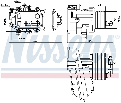 NISSENS Oliekøler, motorolie 91315 for AUDI