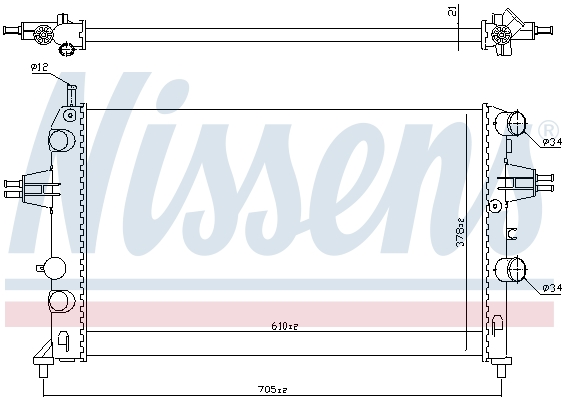 NISSENS Køler, motorkøling 63091 for VAUXHALL OPEL