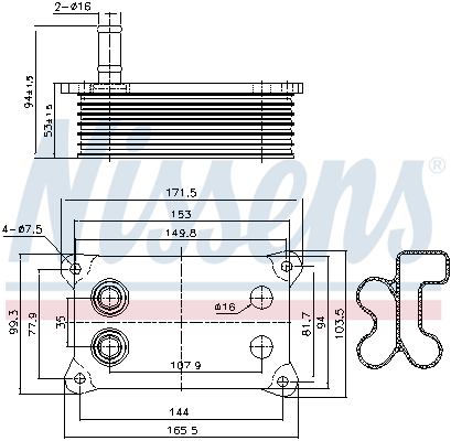 NISSENS Oliekøler, motorolie 90683 for JAGUAR FORD