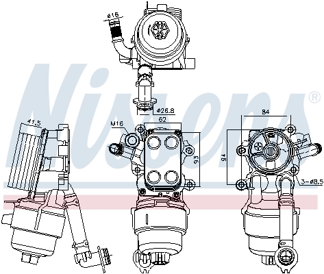NISSENS Oliekøler, motorolie 91340 for VOLVO FORD