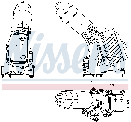 NISSENS Oliekøler, motorolie 91395 for BMW TOYOTA
