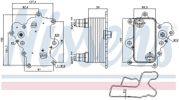 NISSENS Oliekøler, motorolie 91457 for FIAT ALFA ROMEO