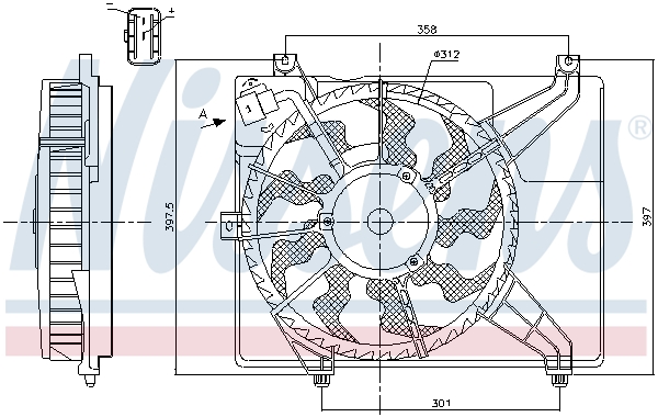 NISSENS Ventilator, motorkøling 85893 for HYUNDAI