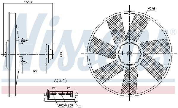 NISSENS Ventilator, motorkøling 85838 for VW