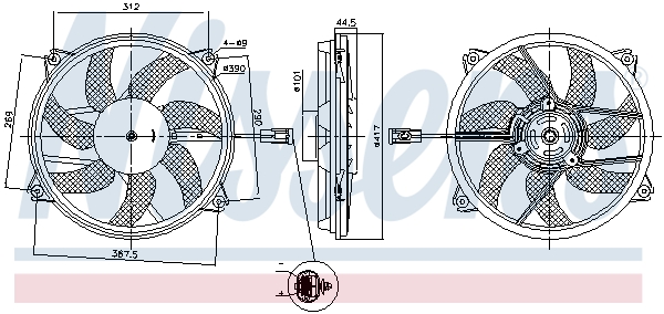 NISSENS Ventilator, motorkøling 850035 for PEUGEOT DS