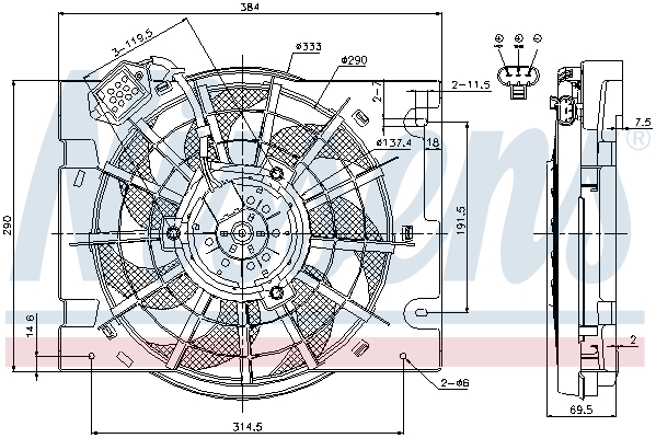 NISSENS Ventilator, motorkøling 85186 for VAUXHALL