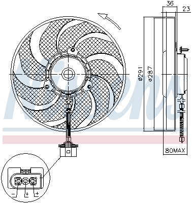 NISSENS Ventilator, motorkøling 85545 for VW