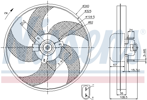NISSENS Ventilator, motorkøling 85668 for PEUGEOT