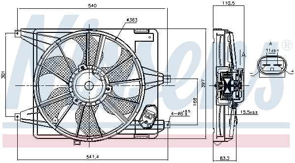 NISSENS Ventilator, motorkøling 85708 for DACIA