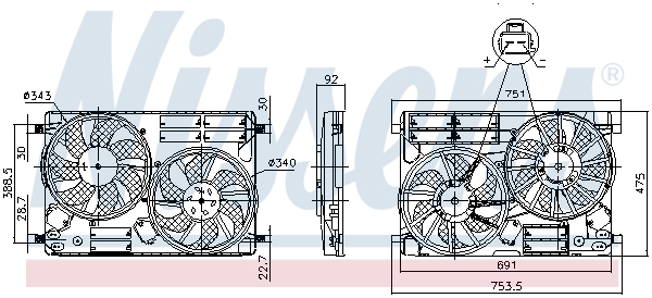 NISSENS Ventilator, motorkøling 850096 for FORD