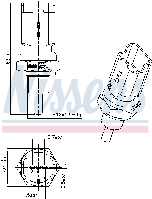 NISSENS Sensor, kølevæsketemp. 207033 for PEUGEOT CITROËN FIAT RENAULT SUZUKI