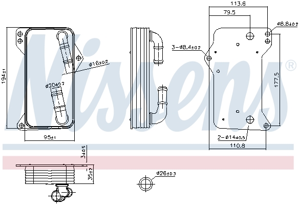 NISSENS Oliekøler, automatisk gearkasse 91505 for FORD CUPRA