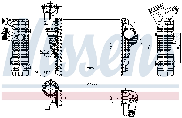 NISSENS Ladeluftkøler 961435 for PORSCHE