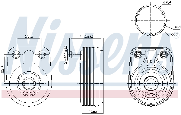 NISSENS Oliekøler, motorolie 91372 for KIA