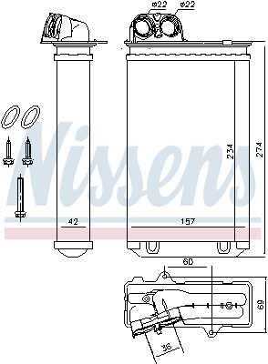 NISSENS Varmeelement, kabinevarme 71152 for CITROËN
