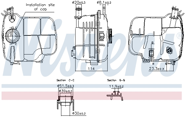NISSENS Ekspansionsbeholder, kølevæske 996224 for OPEL