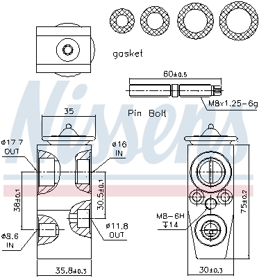 NISSENS Ekspansionsventil, klimaanlæg 999285 for OPEL VAUXHALL CHEVROLET