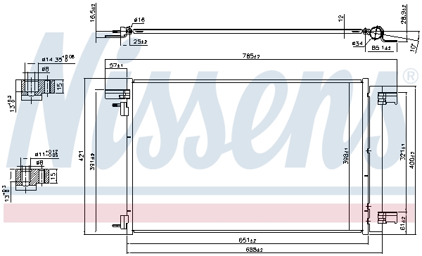 NISSENS Kondensor, klimaanlæg 940479 for PEUGEOT