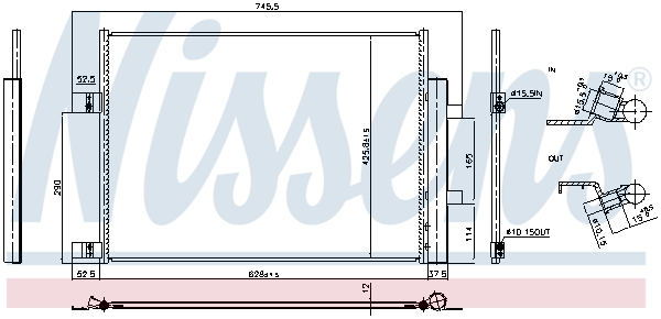 NISSENS Kondensor, klimaanlæg 941008 for NISSAN