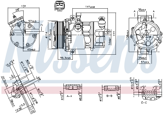 NISSENS Kompressor, klimaanlæg 890074 for LANCIA FIAT