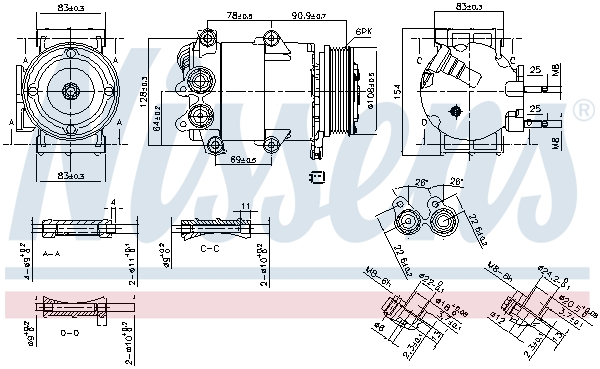 NISSENS Kompressor, klimaanlæg 890392 for FORD