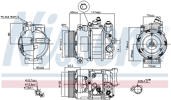 NISSENS Kompressor, klimaanlæg 890634 for MERCEDES-BENZ