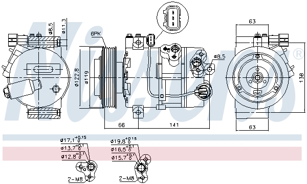 NISSENS Kompressor, klimaanlæg 890643 for KIA