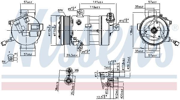 NISSENS Kompressor, klimaanlæg 890667 for ALFA ROMEO LANCIA FIAT