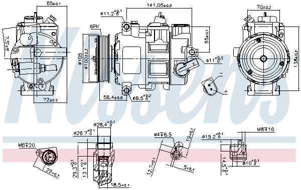 NISSENS Kompressor, klimaanlæg 890550 for VW