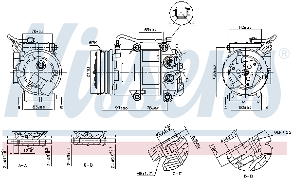 NISSENS Kompressor, klimaanlæg 890655 for FORD
