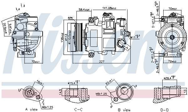 NISSENS Kompressor, klimaanlæg 890757 for AUDI PORSCHE