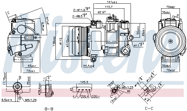 NISSENS Kompressor, klimaanlæg 890696 for MERCEDES-BENZ