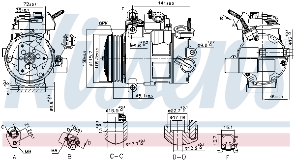 NISSENS Kompressor, klimaanlæg 890800 for FORD