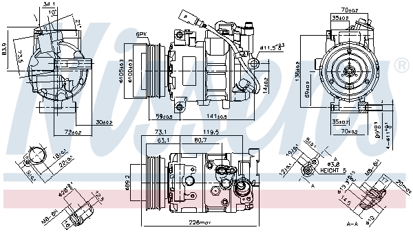 NISSENS Kompressor, klimaanlæg 890048 for VW