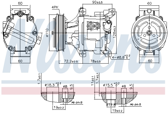 NISSENS Kompressor, klimaanlæg 890079 for TOYOTA