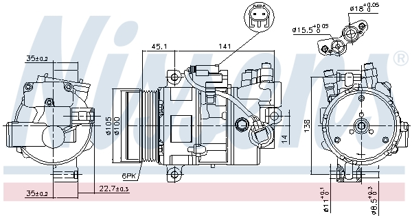 NISSENS Kompressor, klimaanlæg 89043 for BMW ALPINA