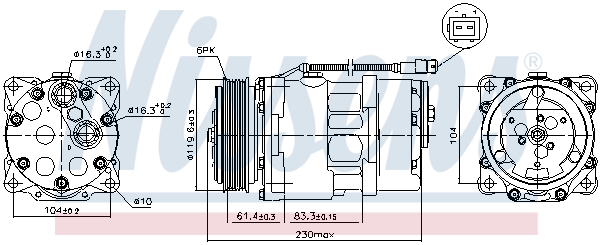 NISSENS Kompressor, klimaanlæg 89055 for CITROËN PEUGEOT