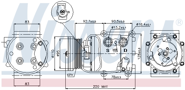 NISSENS Kompressor, klimaanlæg 89071 for FORD USA FORD