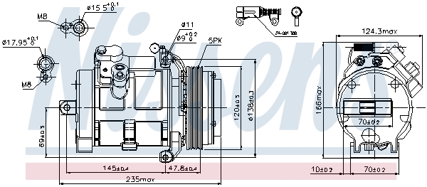 NISSENS Kompressor, klimaanlæg 89081 for BMW