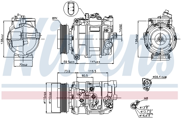 NISSENS Kompressor, klimaanlæg 89092 for AUDI