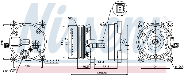 NISSENS Kompressor, klimaanlæg 89122 for PEUGEOT