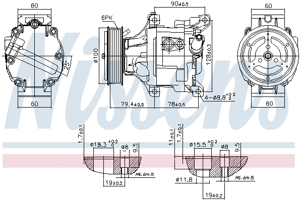 NISSENS Kompressor, klimaanlæg 89324 for LANCIA