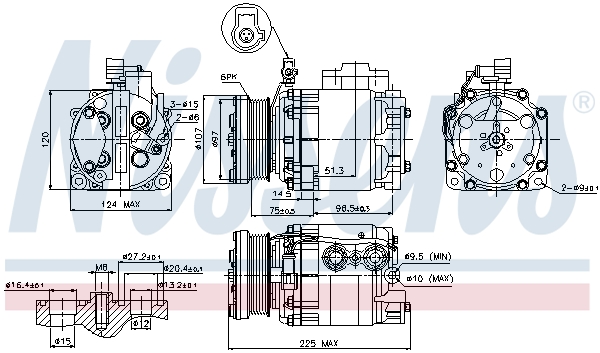 NISSENS Kompressor, klimaanlæg 89354 for FORD