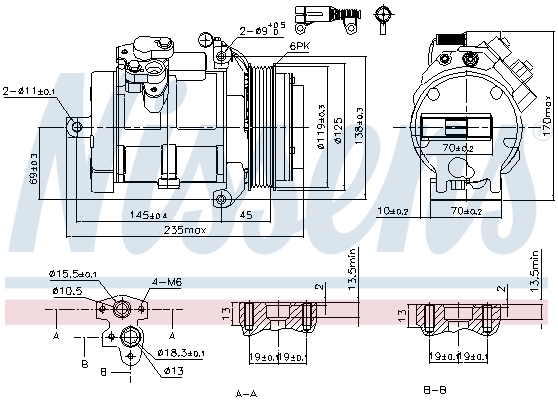 NISSENS Kompressor, klimaanlæg 89606 for MERCEDES-BENZ