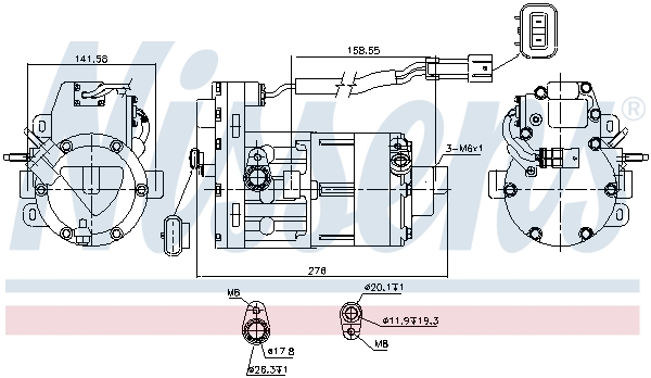 NISSENS Kompressor, klimaanlæg 890954 for TESLA