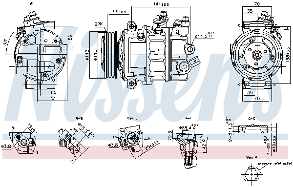NISSENS Kompressor, klimaanlæg 890893 for VW SEAT